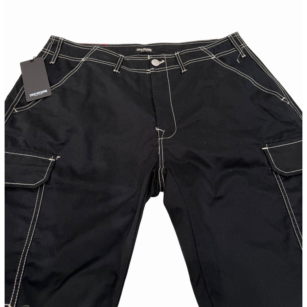 True Religion Mens Cargo Pants Jet Black Size 36 NWT
